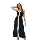 Vestido longo feminino com decote em V